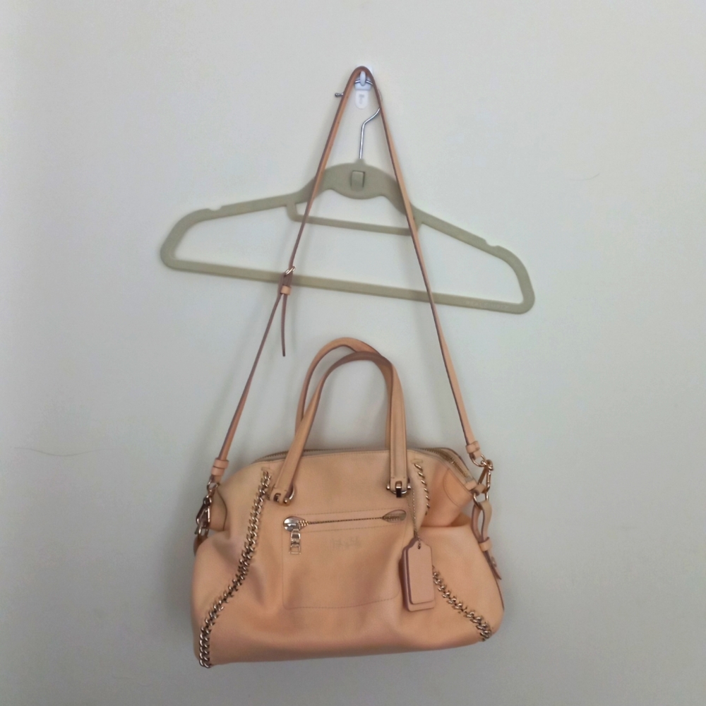 COACH Prairie Whiplash Leather Handbag Shoulder Bag Apricot